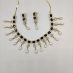 White Blue CZ Necklace Set
