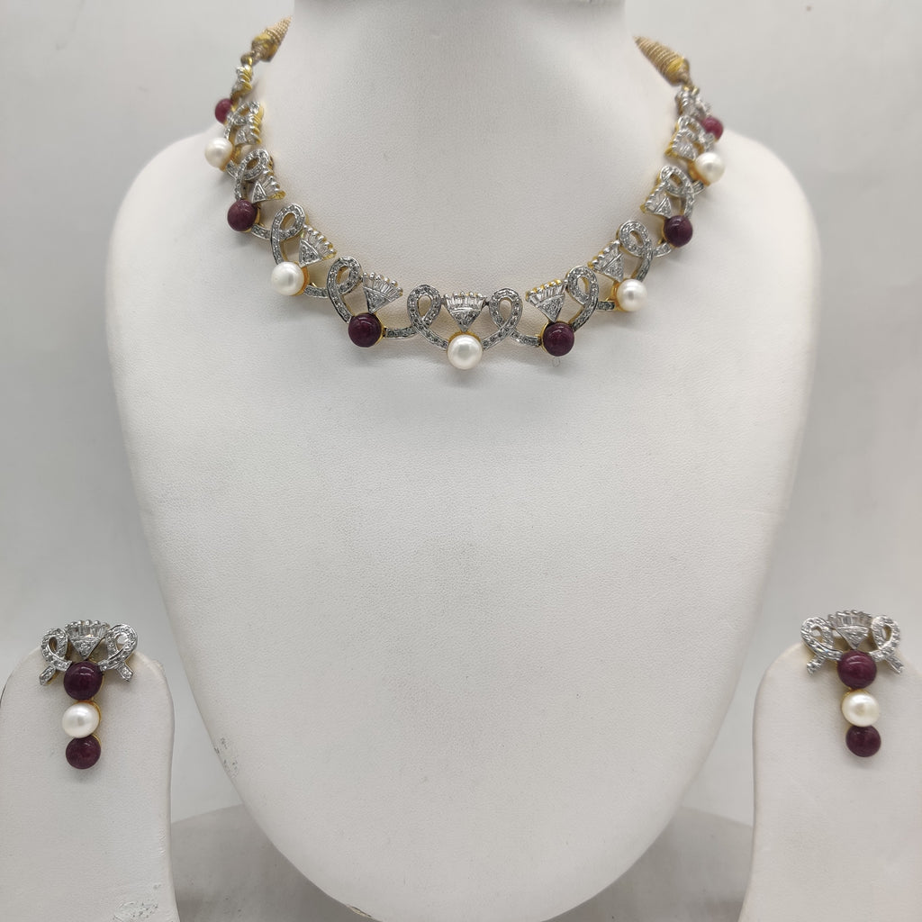 Pearl Ruby Necklace Set
