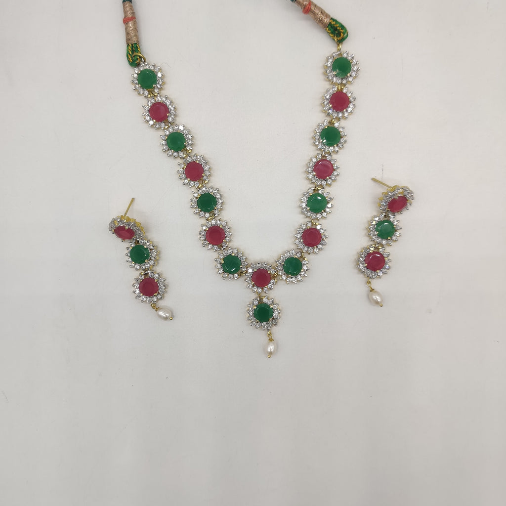 Multicolour CZ Necklace Set