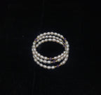 Oval White Pearl 3-Layer Coil Wrap Bracelet with Purple Beads and Gold-Tone Accents