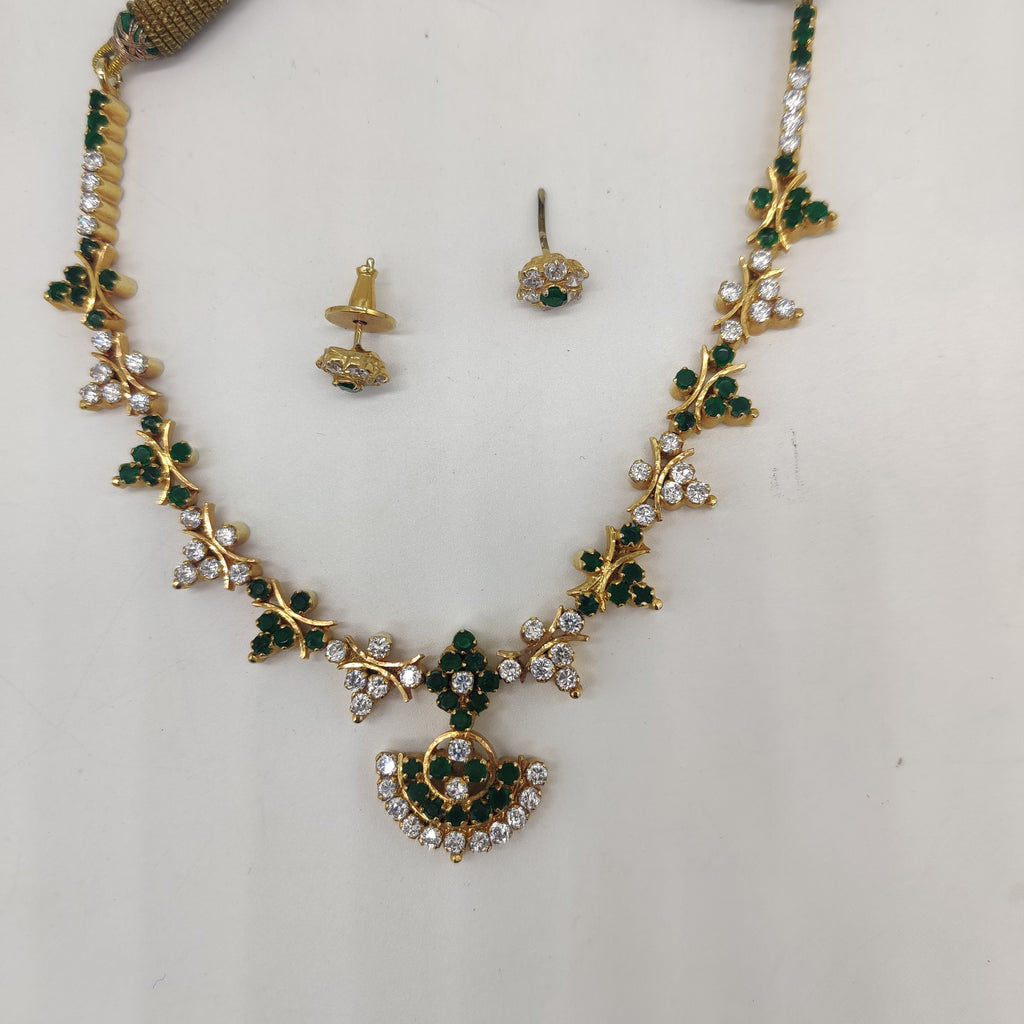 White Green CZ Necklace Set