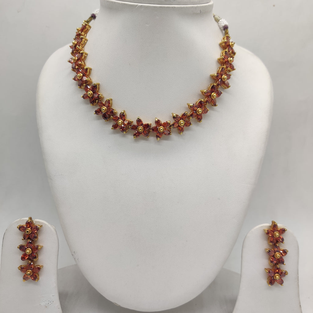 Orange CZ Necklace Set