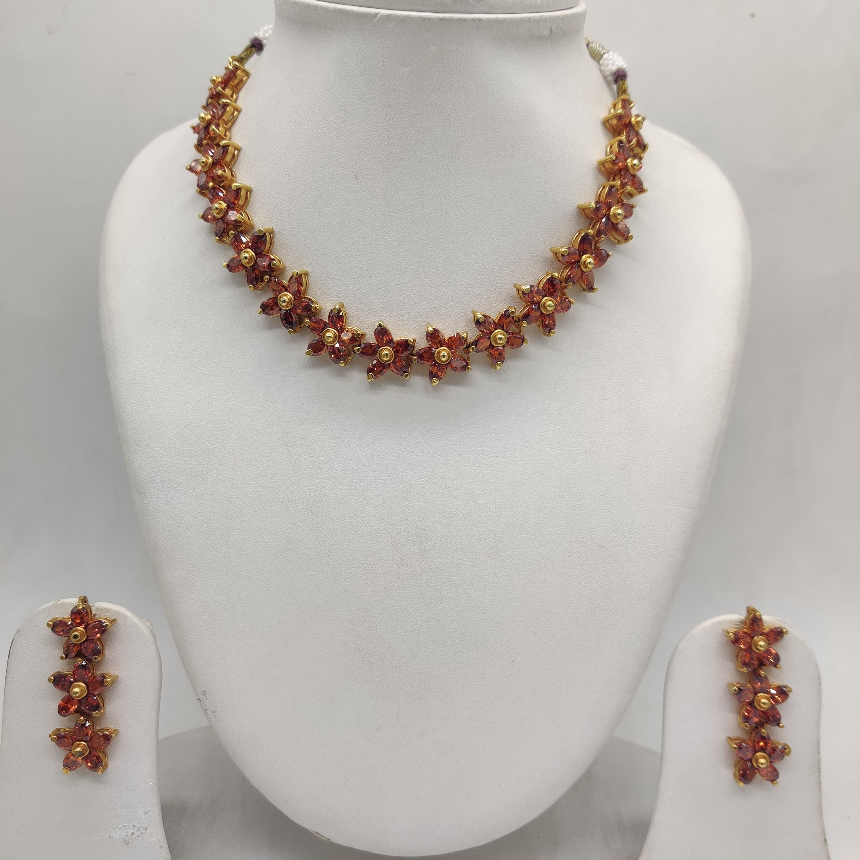 Orange CZ Necklace Set