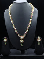 Royal Heritage Rice Pearl Long Garland Haar with Ruby & Green Stone Drop Earrings