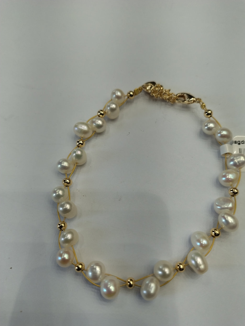 Oval White Freshwater Pearl Delicate Layered Bracelet