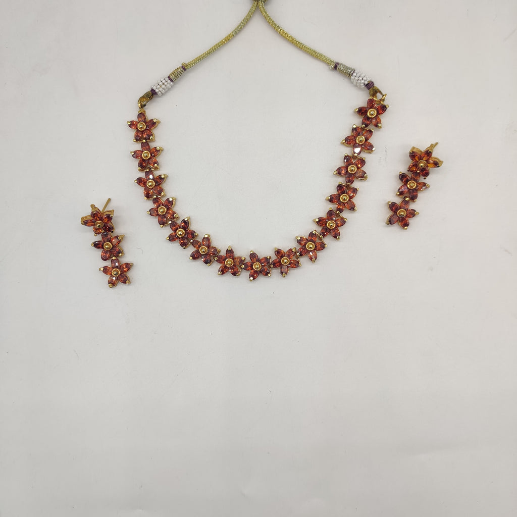 Orange CZ Necklace Set