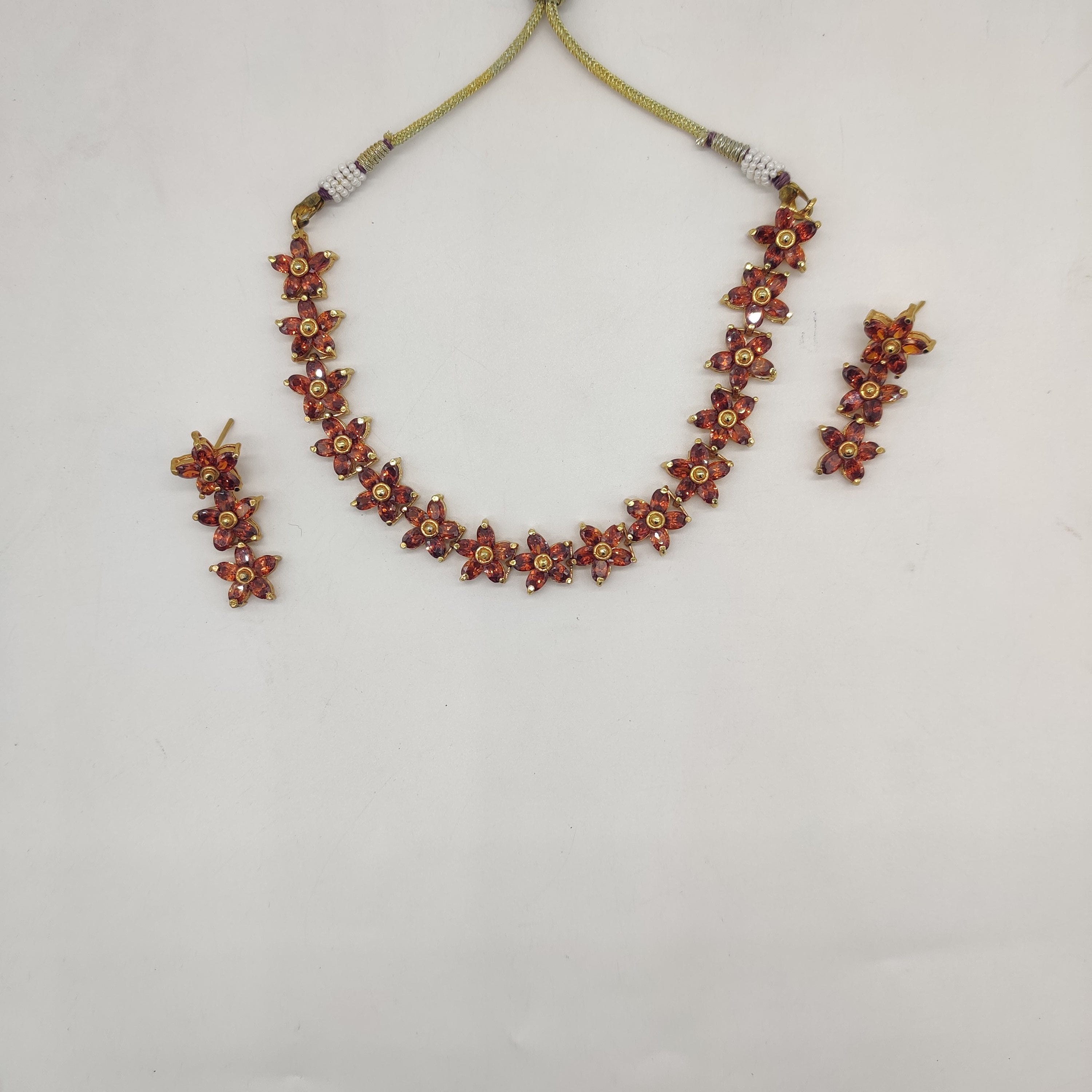 Orange CZ Necklace Set