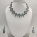 White Sky-blue CZ Necklace Set