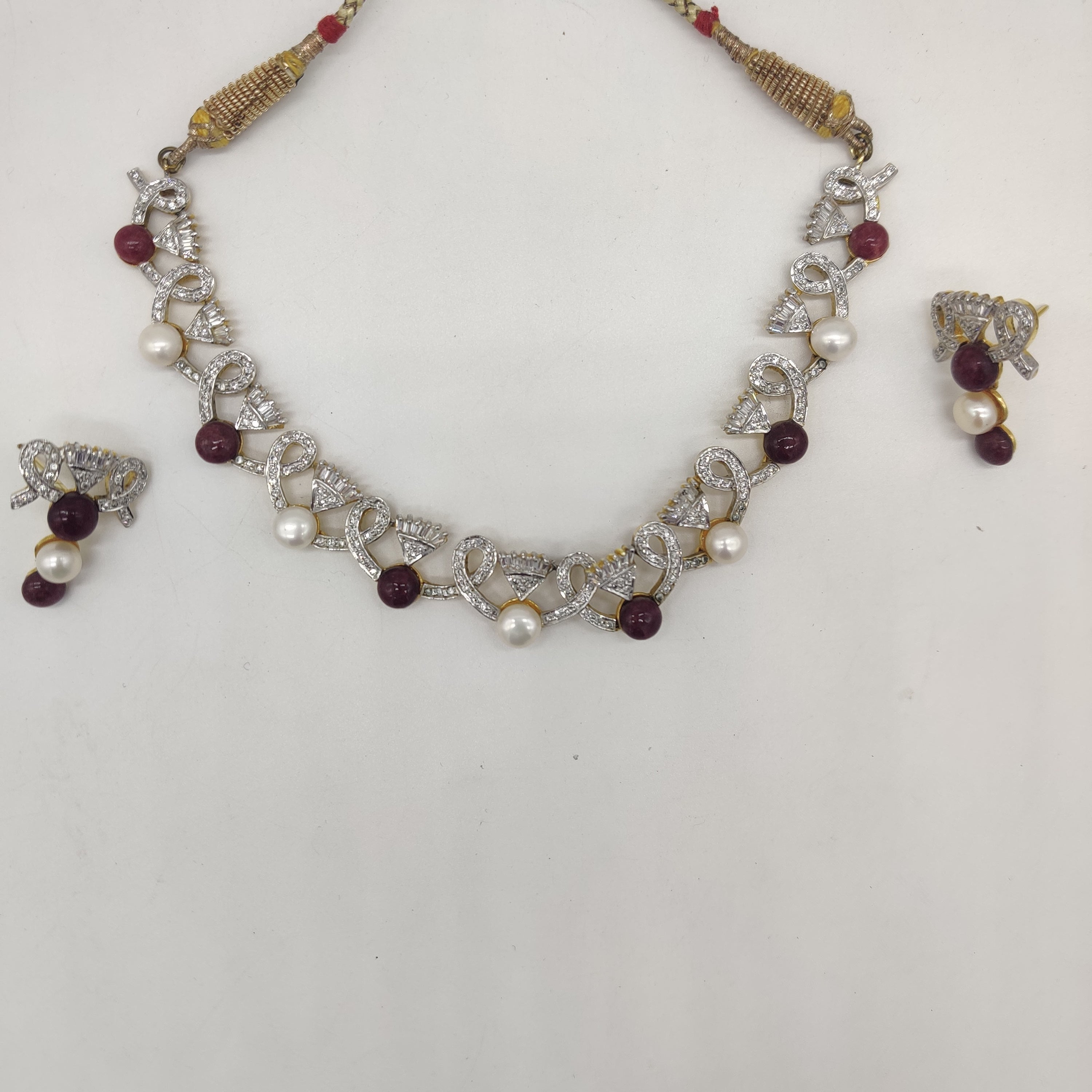 Pearl Ruby Necklace Set