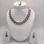 White Red CZ Necklace Set
