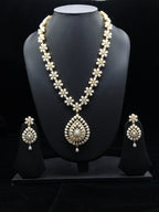 The Ethereal Jasmine: Long Rice Pearl Haar with Teardrop Medallion Set