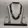 rustic freshwater pearl necklace set with white pearls and earthy beads in multi strand design