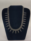 tribal leaf link oxidized silver necklace with rectangular links and leaf pendants