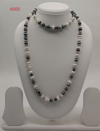 tricolor freshwater pearl necklace with white grey and black pearls in long single strand design