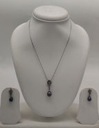 twilight elegance pearl 925 silver pendant set with black pearl drop