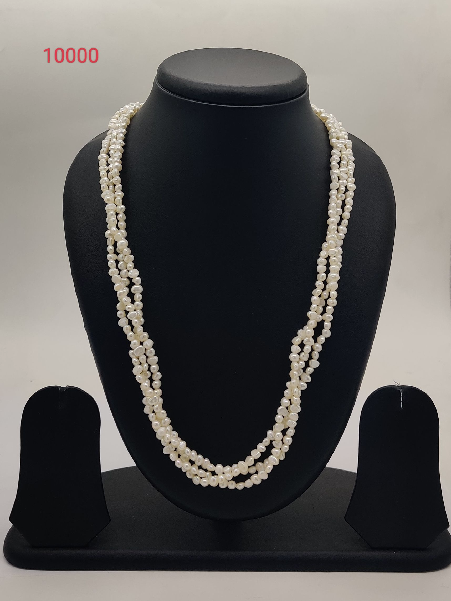 twisted freshwater pearl necklace with white pearls in multi strand coiled design
