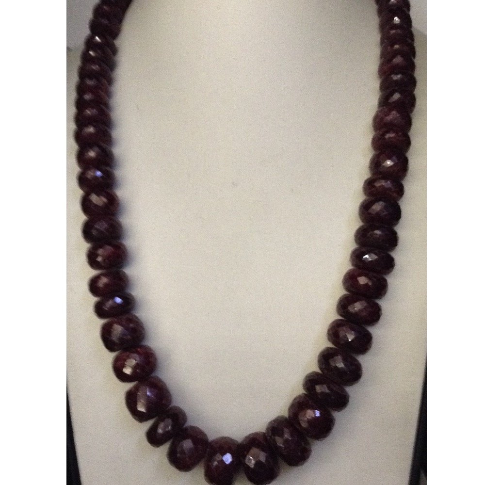 Natural Red Ruby Faceted Round Beeds Graded Mala JSR0104